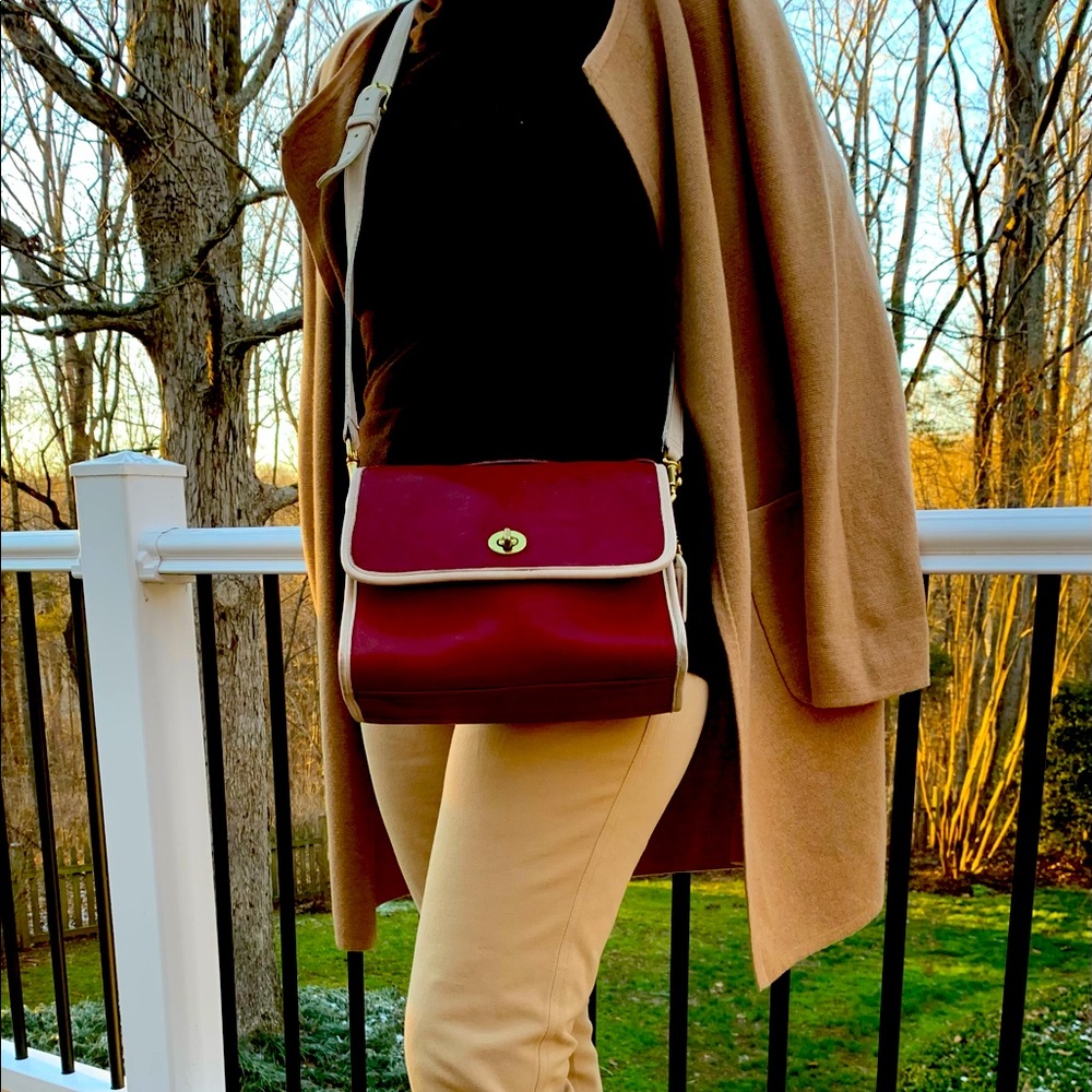 Coach Red and Cream Crossbody Shoulder Bag